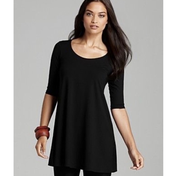 Eileen FISHER jersey tunic top dress xs petite pp black - Picture 3 of 15